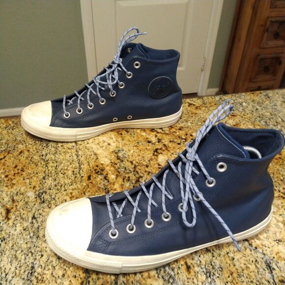 Converse CTAS High Top Leather Shoes Navy/Indigo Sz M10/W12 163338C - Picture 4 of 12